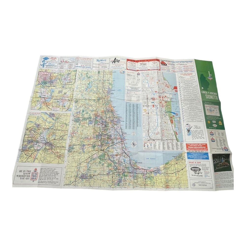 VTG 1970 Illinois Chicago & Vicinity Map - Picture 4 of 9